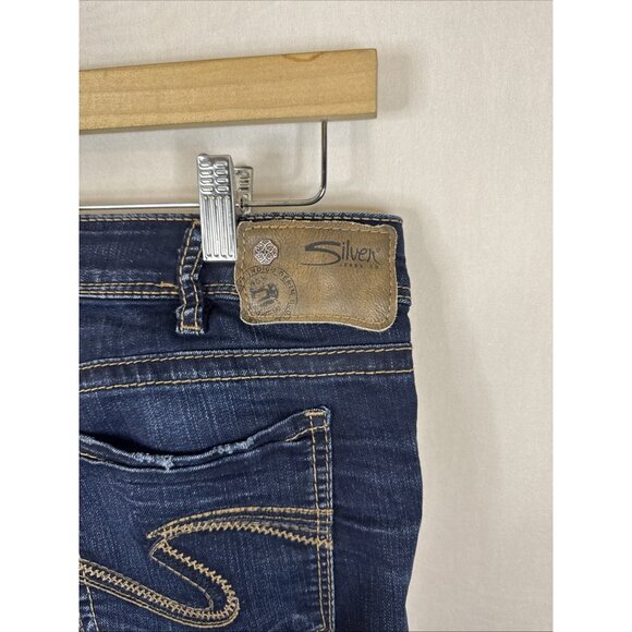Silver Jeans Suki Mid Straight Women 31X32  Dark Wash Super Stretch Denim - Picture 5 of 9